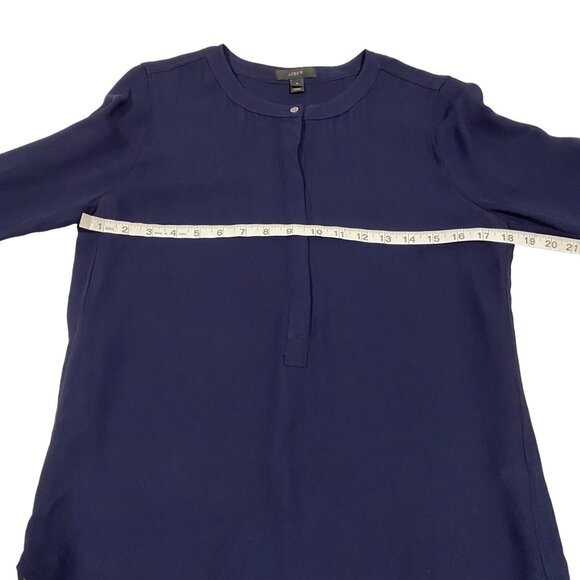 J. Crew Drapey Crepe Henley Tunic Navy Blue Blouse Size 4 - Picture 8 of 9